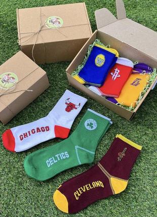 Подарунковий бокс шкарпетки | носки chicago bulls  celtics cleveland