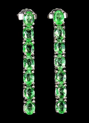 Сережки срібло 925 натуральний зелений топаз