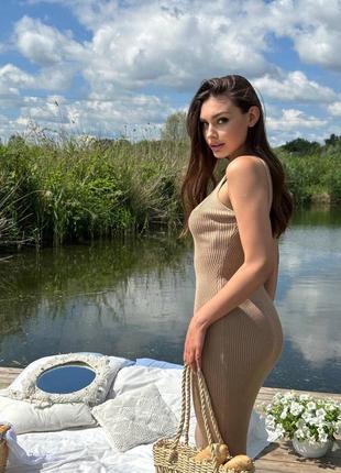 Вязаный сарафан из хлопка2 фото