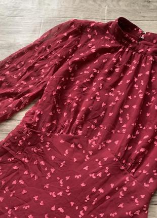 Бордова сукня із рукавами сіткою з ефектом корсету2 фото