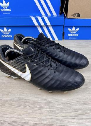 Бутсы копы nike tiempo legend flyknit vii fg pro кожаные черные 47