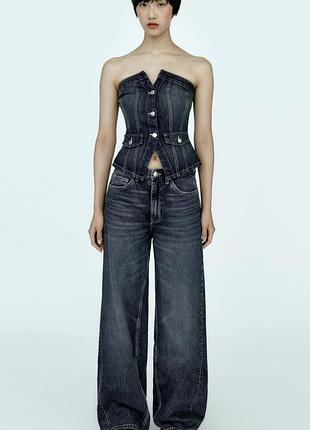 Джинсовый корсетный топ zara