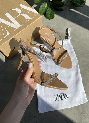 Розпродаж❗️босоніжки туфлі на підборах зі стразами zara