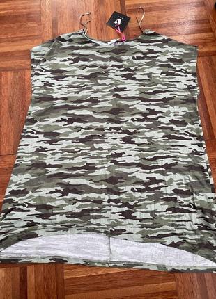 Новая удлиненная милитари майка футболка туника by very 18 50-52 u9 🇬🇧