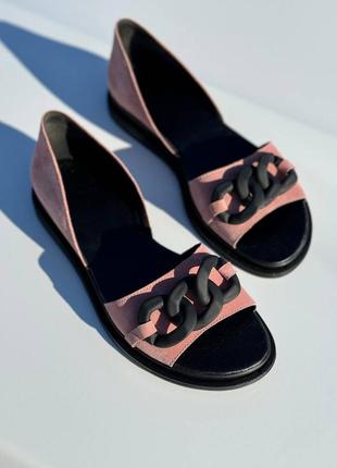 Пудрові кораллові натуральні замш відкриті балетки туфлі лофери 36-40