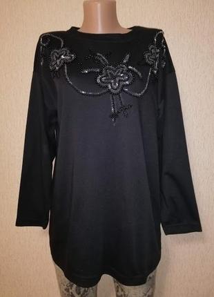 Гарна трикотажна жіноча чорна кофта, джемпер instyle