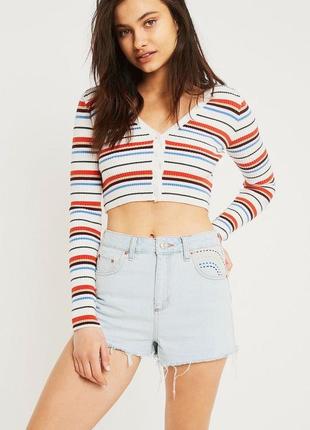 Кроп-топ в полоску с длинным рукавом urban outfitters