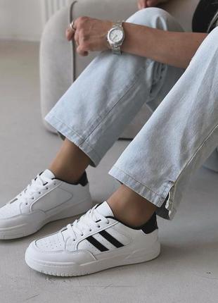 Стильные кеды женские белые, кожа