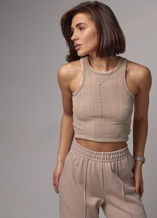 Жіночий топ-майка з еластичного трикотажу