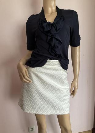 Трикотажная темно синяя романтичная блуза /l / brend luisa cerano