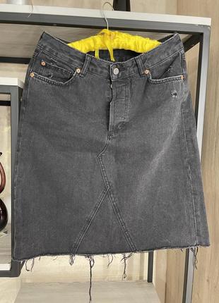 Спідниця денім сірий чорний джинсова спідниця графітова