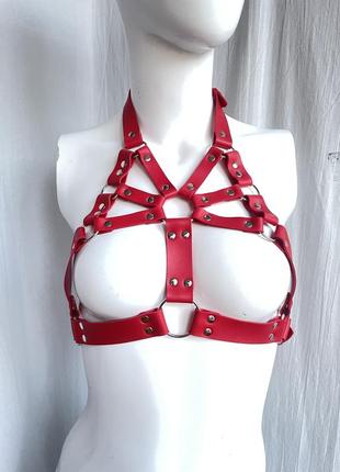 Красная портупея яркий аксессуар из эко кожи ( killstar, dollskill, new rock, demonia)