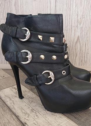 Ботильоны металл на высоком каблуке 39