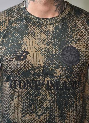 Костюм летний stone island x new balance khaki! комплект мужское лето! хит!5 фото