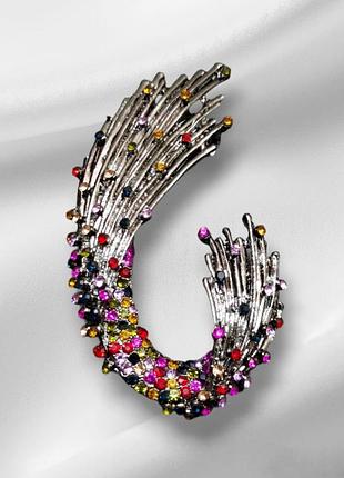 Брошь - кулон с россыпью цветных страз на жгуте