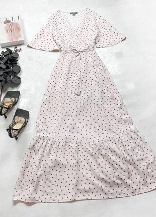 Найніжніша сукня primark максі довжини на запах у дрібний горошок