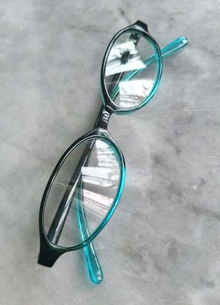 Очки y2k у2к овальные эллипсы office siren имиджевые офисные аниме компьютерные нулевые альт гранж прозрачные линзы панк винтаж голубые