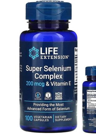 Life extension супер комплекс селена с витамином e 200 мкг 100 вегетарианских selenium lex-17781