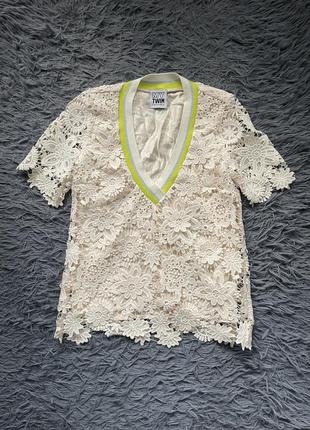 Twin set стильная блузка футболка в прошву от премиум бренда