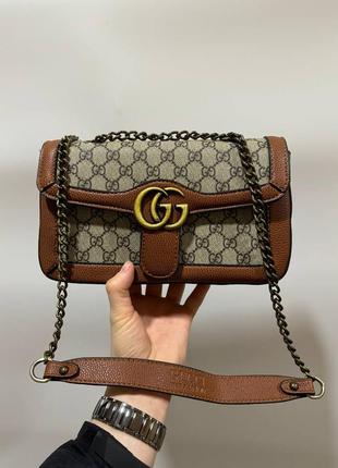 Жіноча сумка g. large marmont brown beige