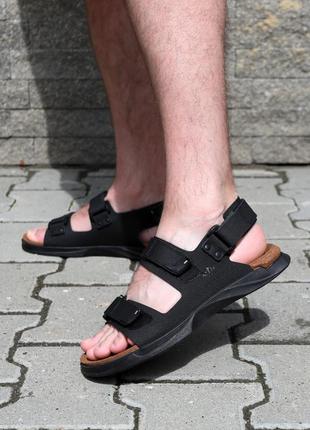 Сандалі чоловічі шкіряні чорні коркова підошва 589188