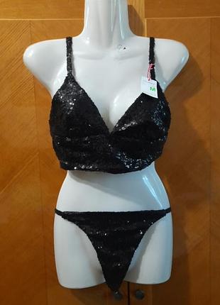 Новий роздільний купальник в пайєтках р.12-14 від primark топ +бікіні
