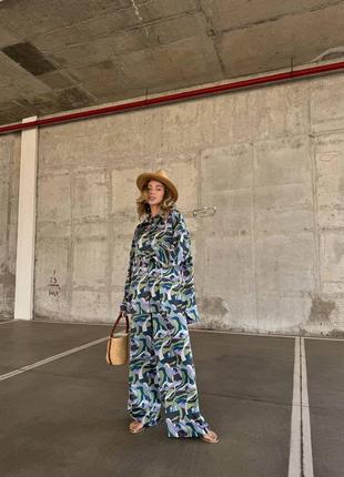 Трендовый костюм лето 2024 брюки и рубашка в стиле zara