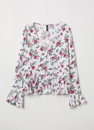 Цветочная блузка на пуговицах h&m