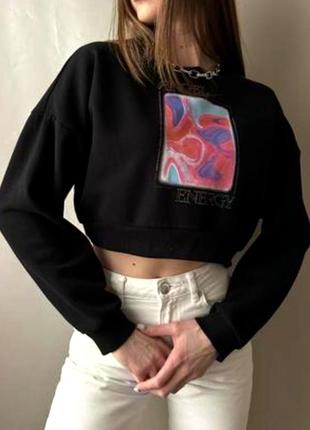 Свитшот укороченный утепленный primark, размер m