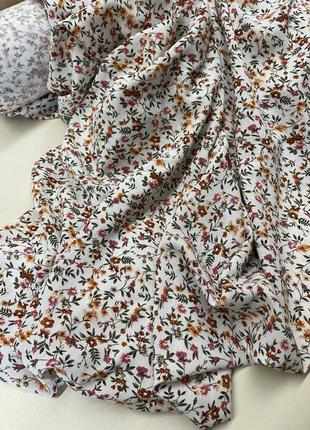 Лен стрейч цветочный принт отрез -2м ткань ш. 150см