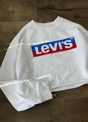 Білий котоновий кроп світшот levis