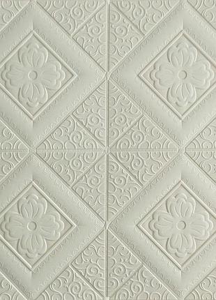 Самоклеюча декоративна настінно-стельова 3d панель квітка в ромбі 700х700х5мм (174) sw-00000180
