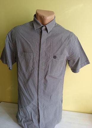 100% котон/ чоловіча сорочка у дрібну клітинку від henry lloyd/сорочка не короткий рукав