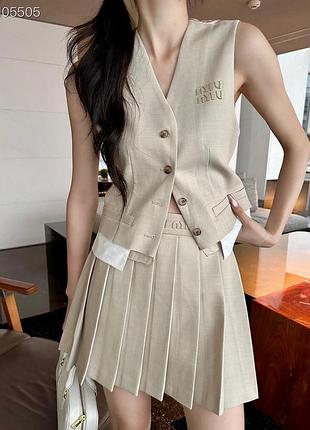 Костюм 2-ка у стилі miu miu жилетка і спідниця