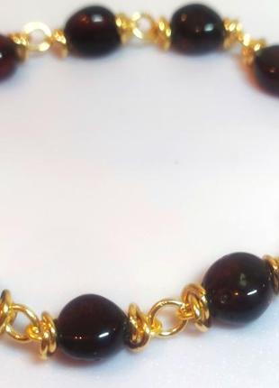 Браслет minov 2198 из натурального янтаря темная вишня