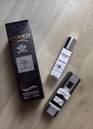 Набір для чоловіків гель для душу та парфум тестер у стилі creed aventus