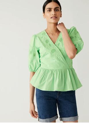 Marks & spencer невероятная блуза блузка вышиванка рукава баффы 100% хлопок, бренд marks & spencer m&s,р.м