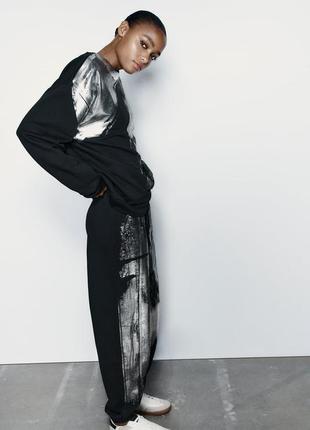 Світшот + джогери zara з фольгованим напиленням