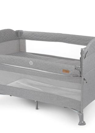 Манеж me 1098 unity perfect gray (1шт) 2х ровный детский, откидн.бортик, вход-молния, карман, кольцо2,серый