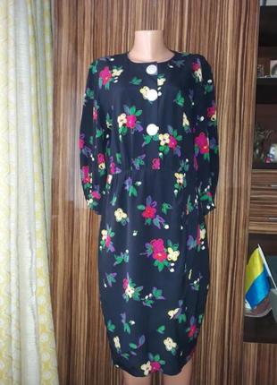 Винтаж 90-е люксовое шёлковое платье akris с большими перламутровыми пуговицами