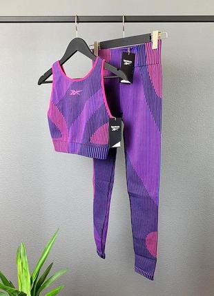 Женский комплект кроп топ + леггинсы reebok оригинал.