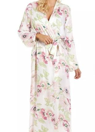 Жіночий довгий халат в пастельні квіти3 фото