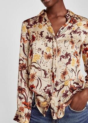 Квіткова блуза зара блузка сорочка флористичний принт від zara