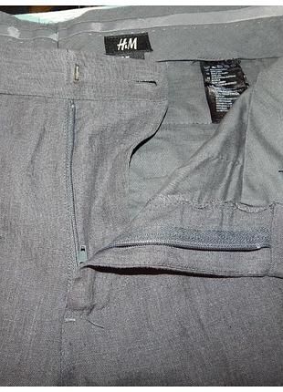 Льняные брюки slim fit h&m 8