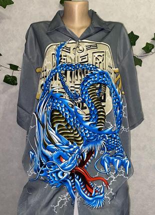 ❤️ сорочка y2k ❤️ китайський дракон символи оверсайз