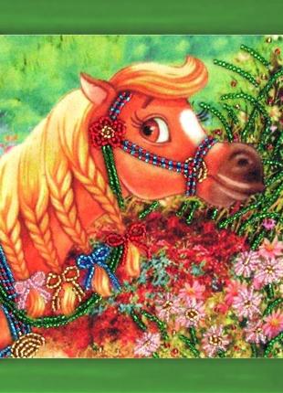 Схема для вышивания бисером на  канве ''лошадка красавица''