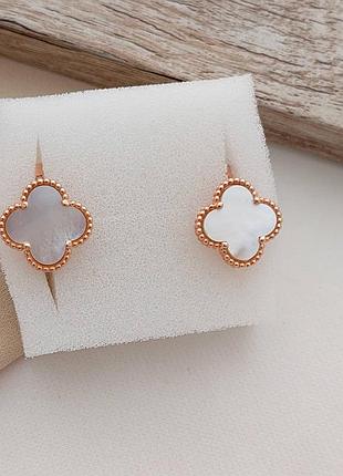 Серебряные серьги клевера, четырехлистник, клевер