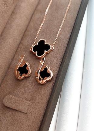 Серебряные серьги клевера, четырехлистник, клевер