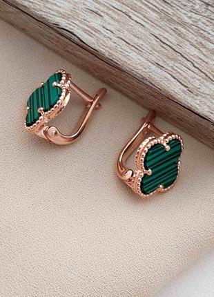 Серебряные серьги клевера, четырехлистник, клевер