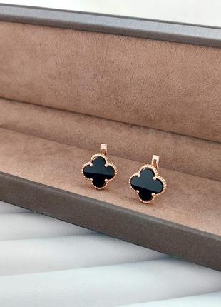 Серебряные серьги клевера, четырехлистник, клевер